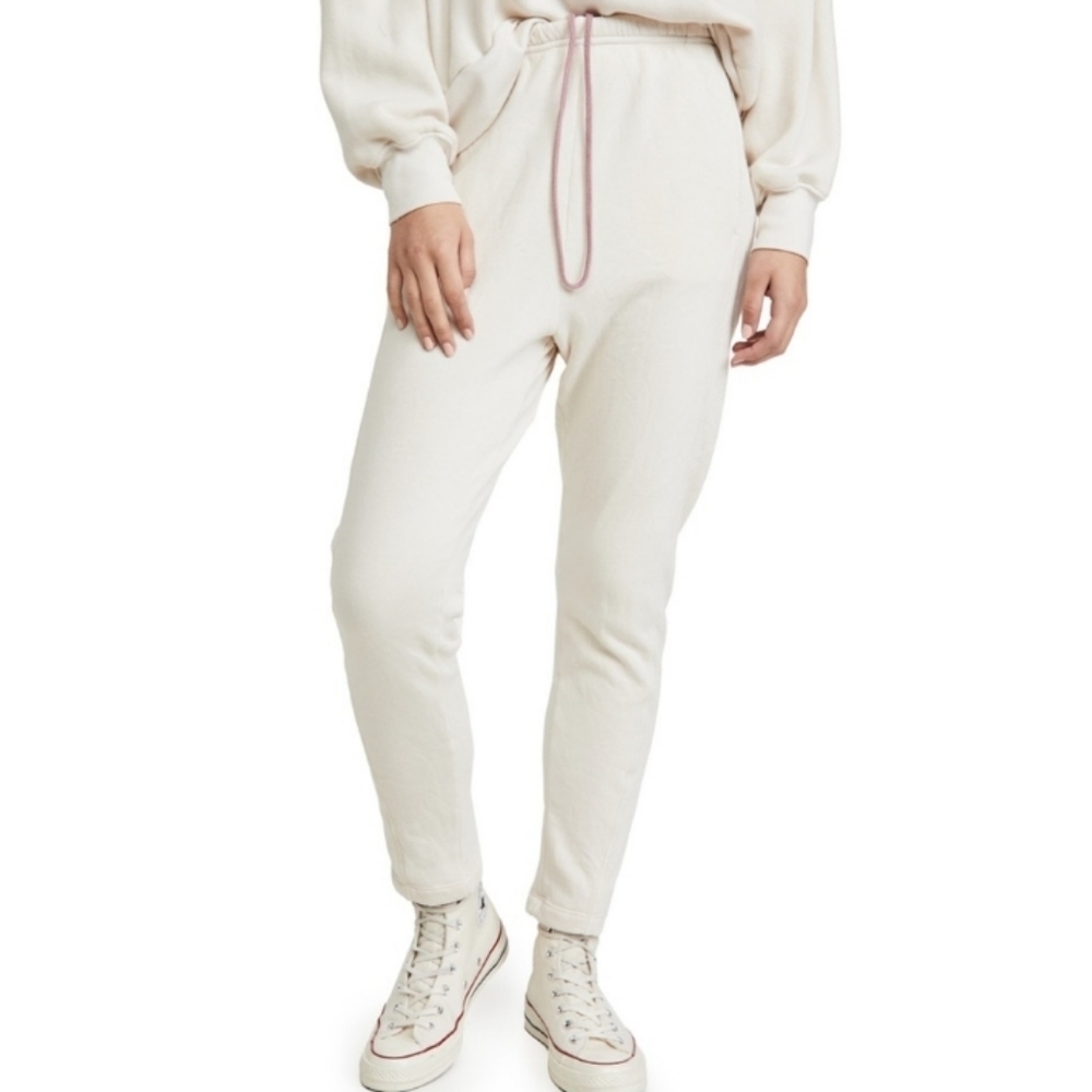 XiRENA Cream Track Pants with Pink Drawstring